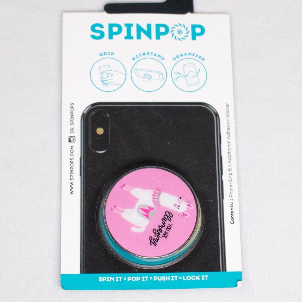 SpinPop Universal Phone Holder ‘You Are Llamazing’‎ Grip Kickstand Organizer